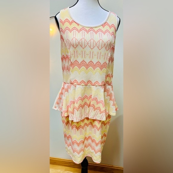 Orange, Yellow & Cream Patterned Dress by Kristin Miles - Picture 1 of 7